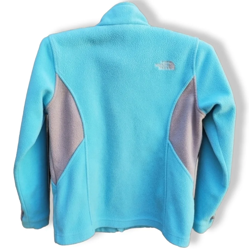 THE NORTH FACE Full Zipper Fleece Jacket Girls M 10 12 Front Back Logo Blue
